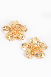 Metal Flower Earring - Gold